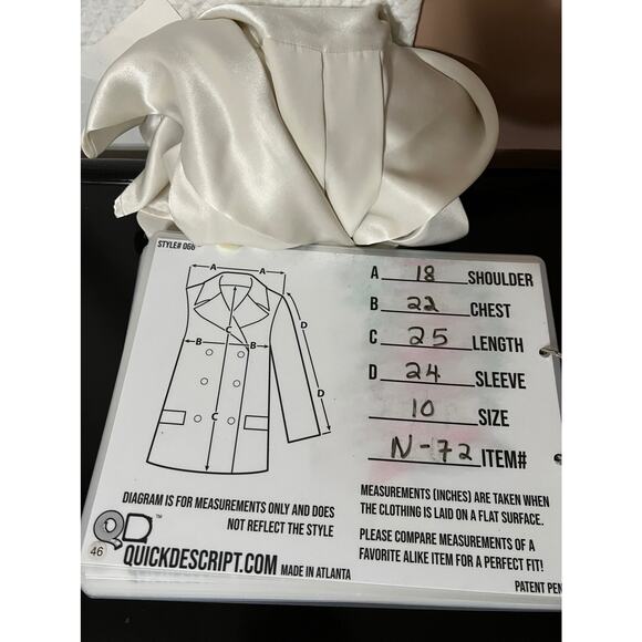 JG HOOK Women’s Plus Size 10 Ivory Double Breasted Blazer Blouse Cuff Sleeve - Picture 8 of 9